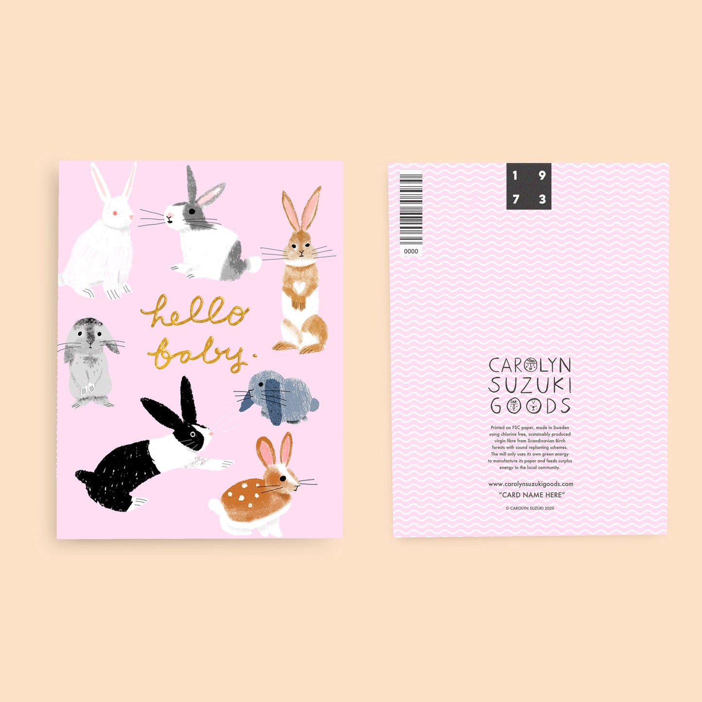 Usagi Three - Baby Card