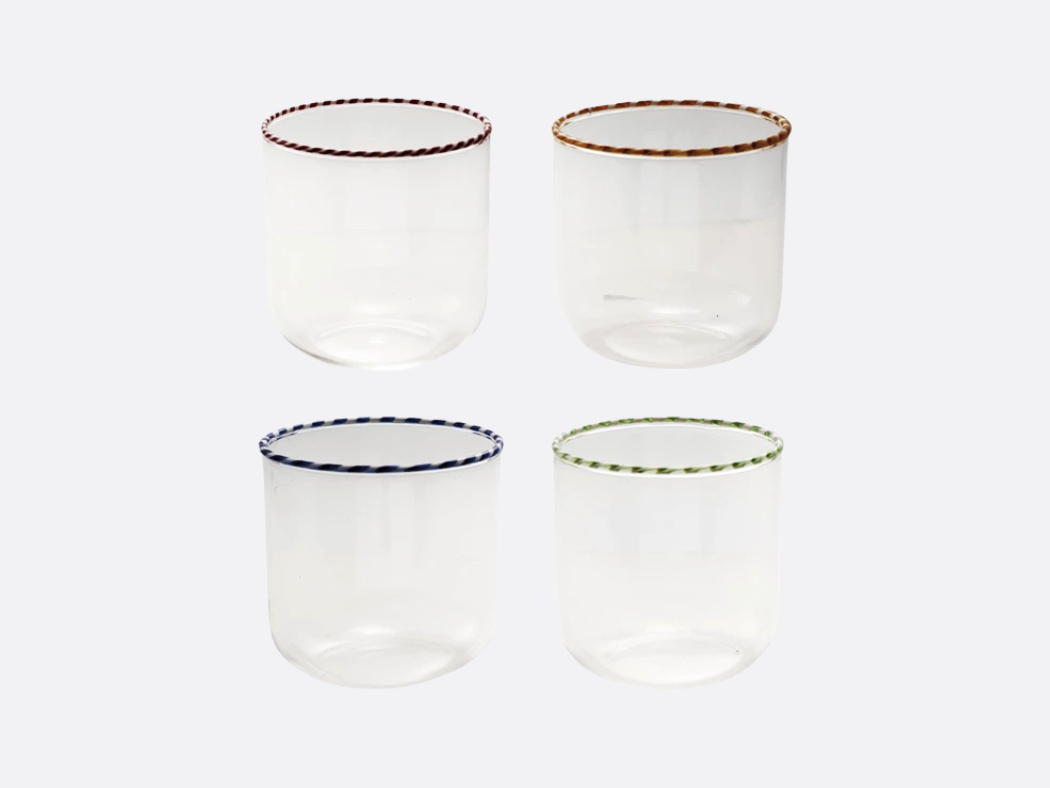 10oz Drinking Glass with Striped Rim
