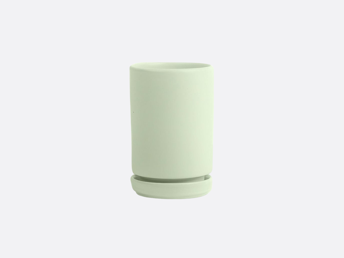 3.25" Tall Cylinder Pot with Water Saucer - Sage