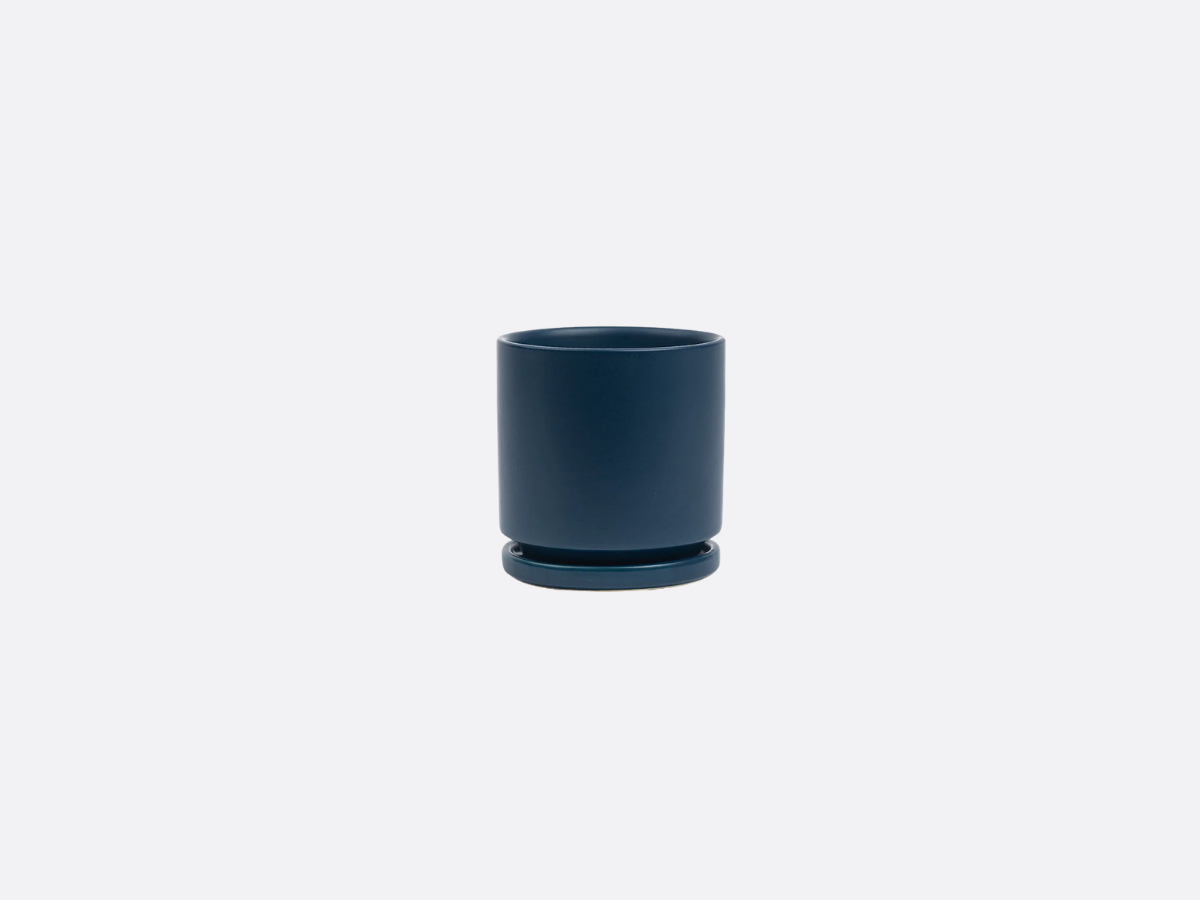 4.5" Gemstone Cylinder Pot + Saucer - Midnight Blue