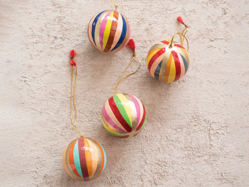 Paper Mache Ball Ornament 3"