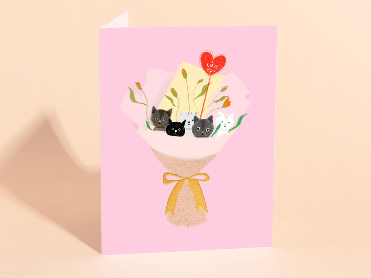 Cat Bouquet - Love Card
