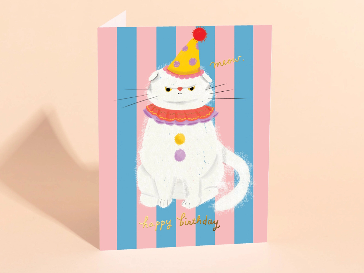 Clowny Cat - Birthday Card