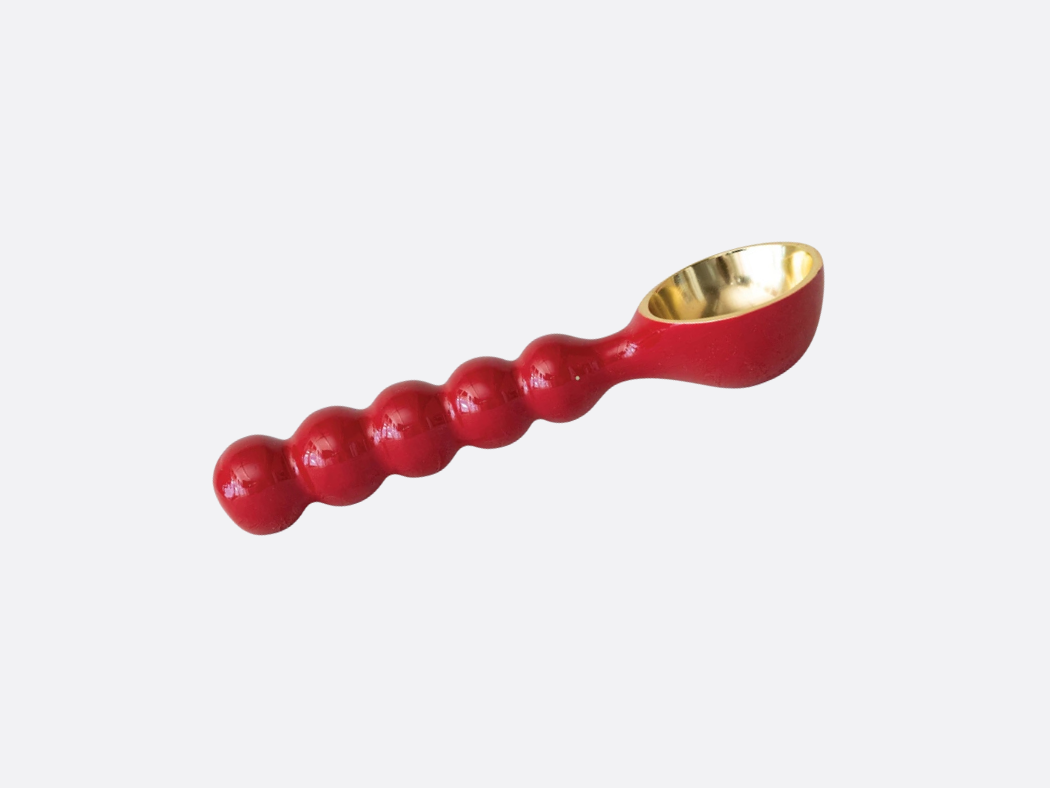 Enameled Aluminum Ice Cream Scoop - Red + Gold