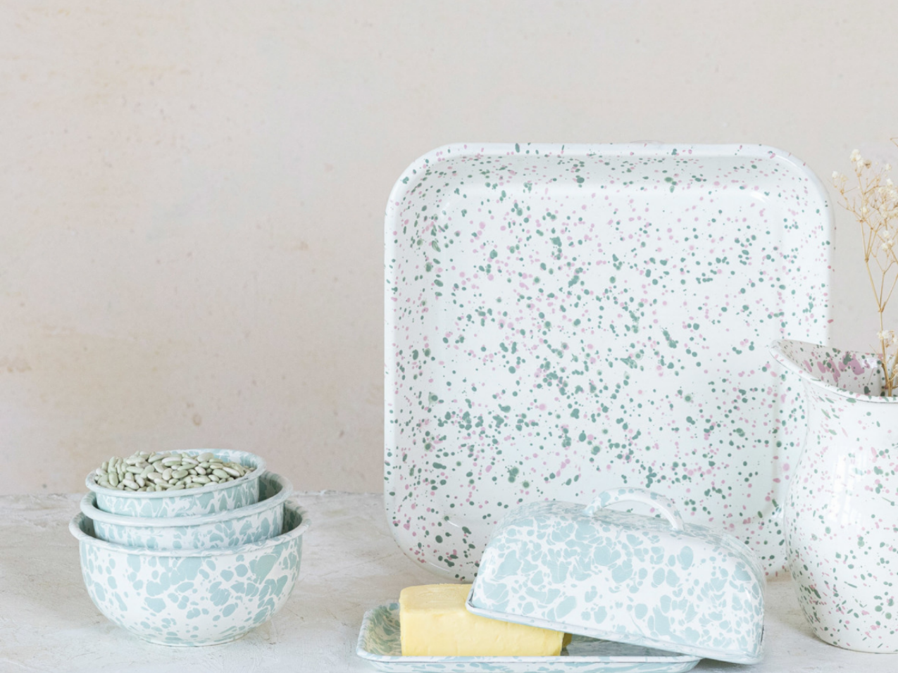 Enameled Metal Splatterware Platter