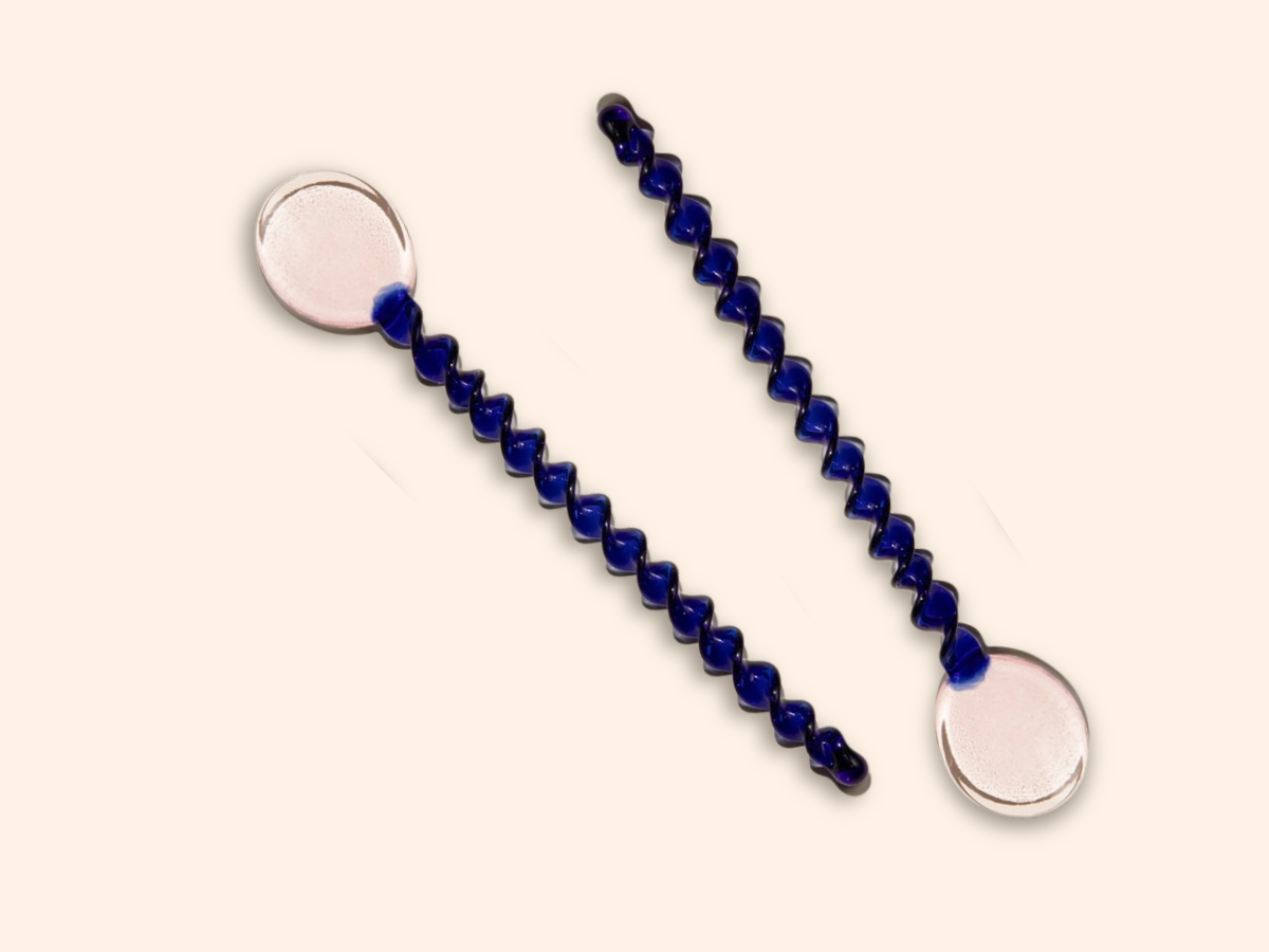 Glass Stirring Spoon - Pink & Blue