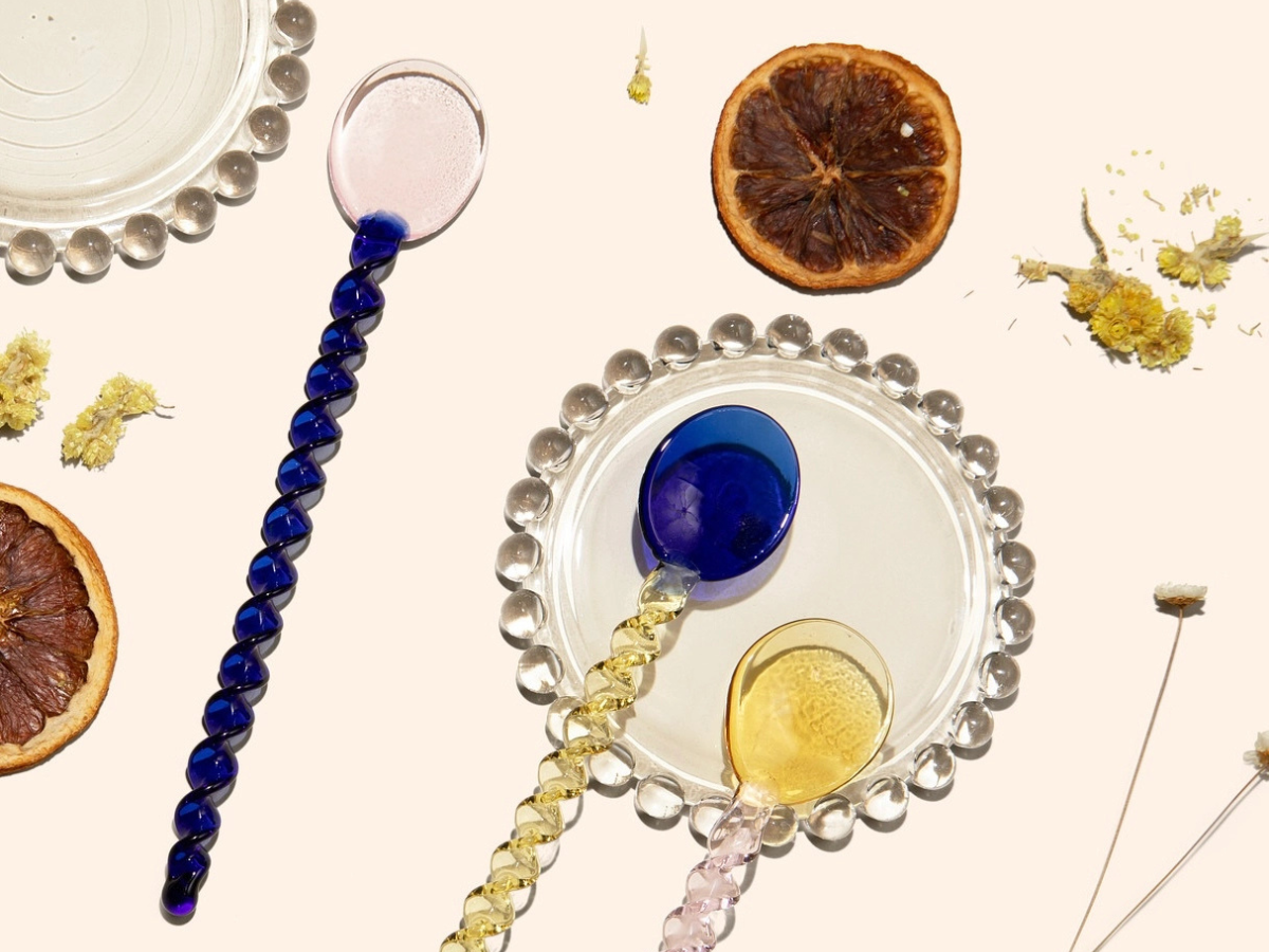 Glass Stirring Spoon - Pink & Blue
