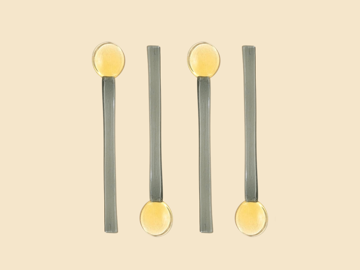 Glass Stirring Spoon - Yellow & Grey