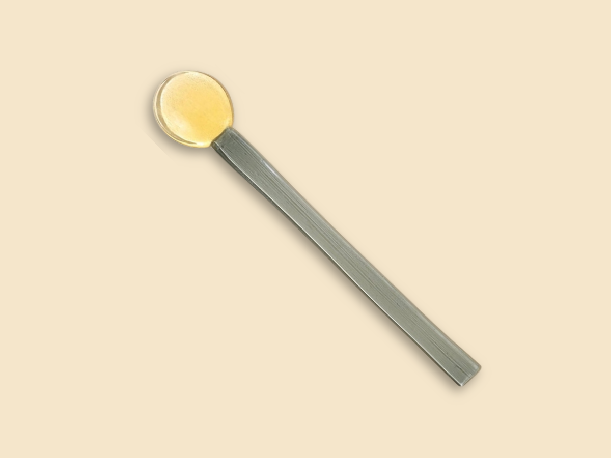 Glass Stirring Spoon - Yellow & Grey