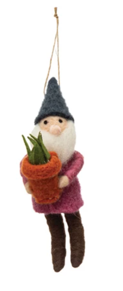 Wool Felt Gardening Gnome Ornaments