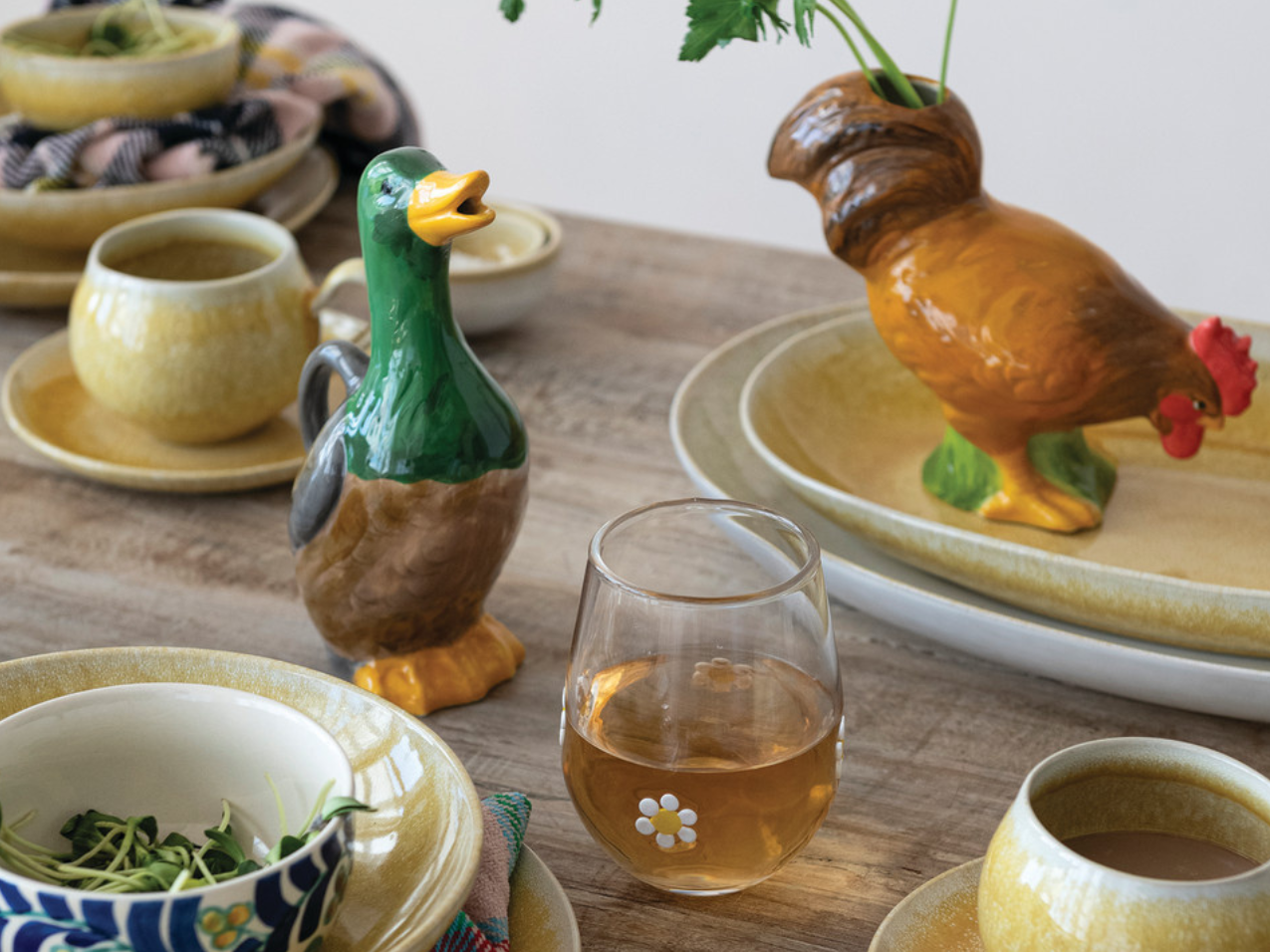 Hand-Painted Duck Pitcher