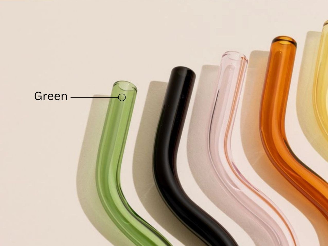Wavy Glass Straws - Green