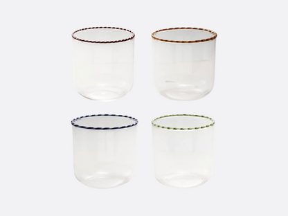 10oz Drinking Glass with Striped Rim