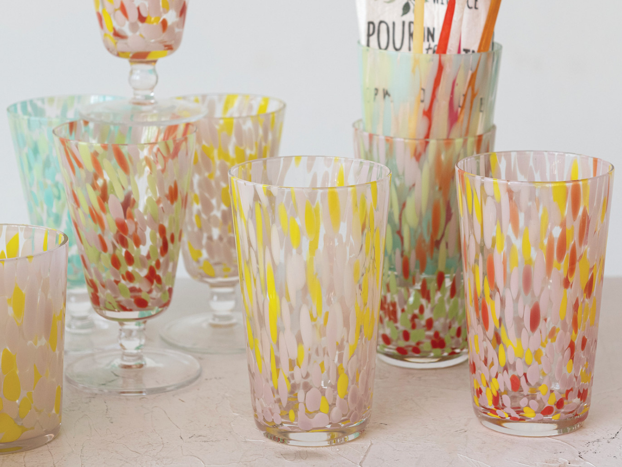 Blown Confetti Drinking Glass