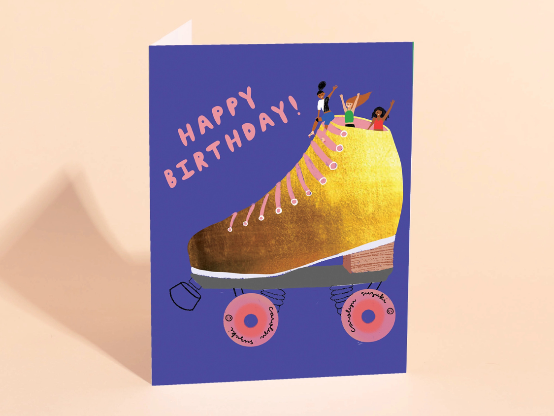 Golden Skater - Birthday Card