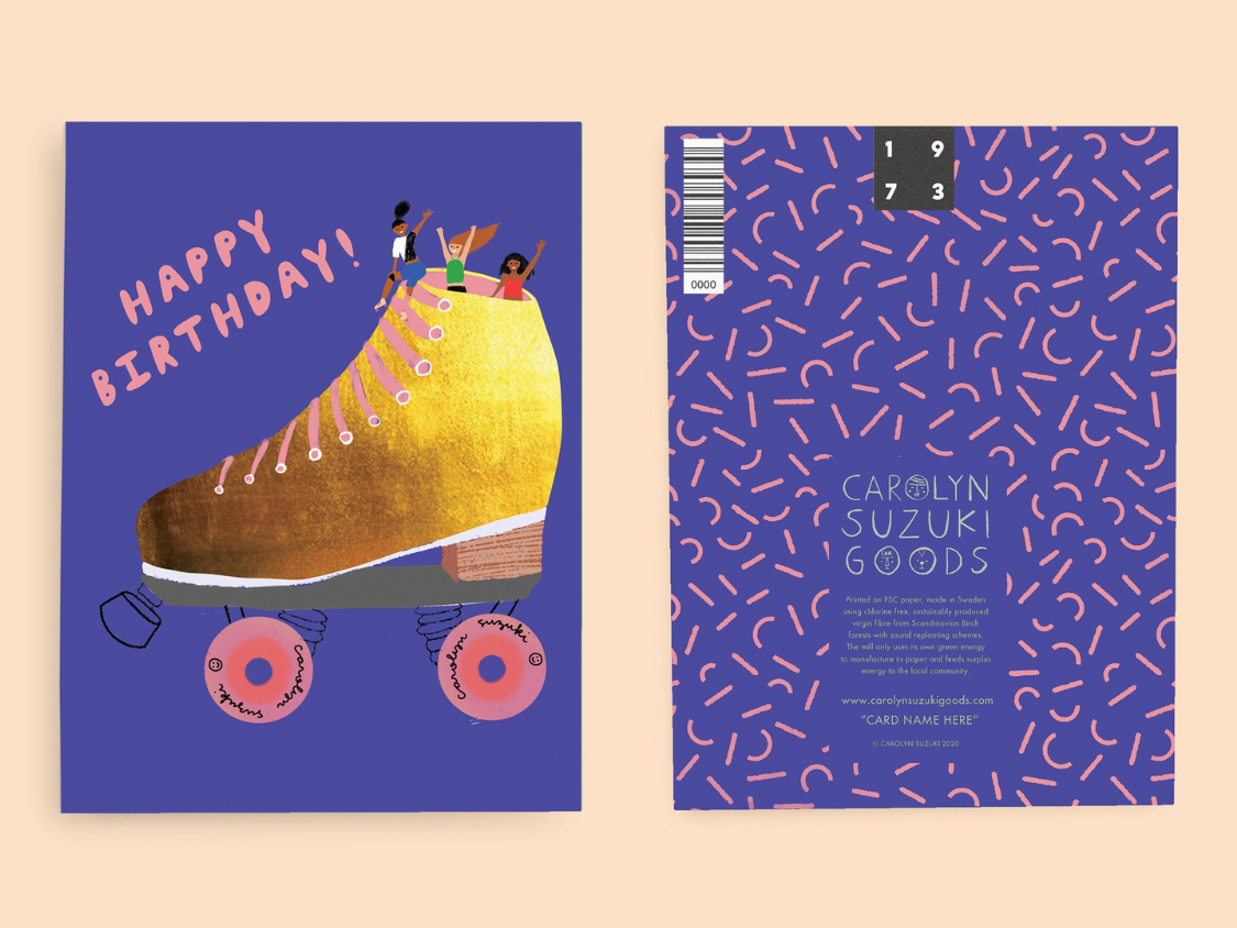 Golden Skater - Birthday Card