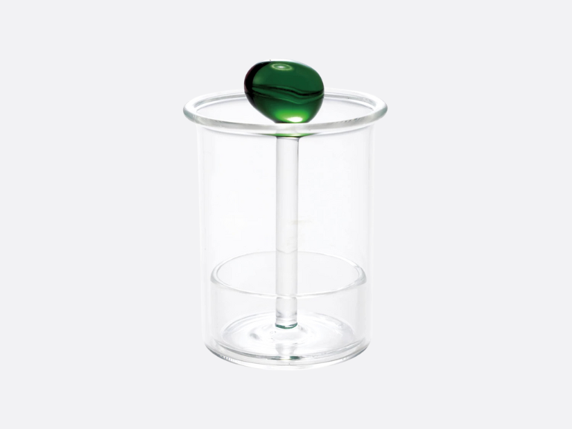 Glass Toothpick Holder with Hand-Blown Olive