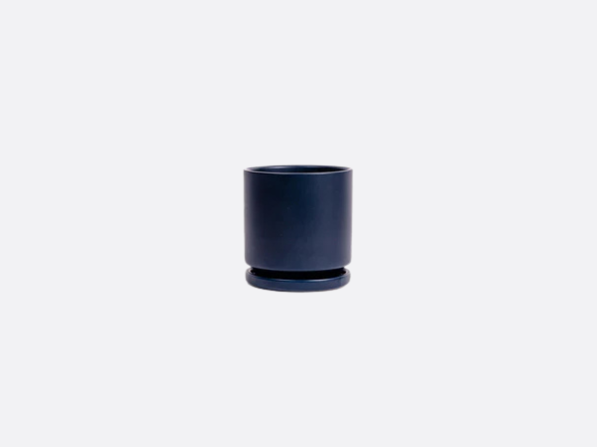 4.5" Gemstone Cylinder Pot + Saucer - Indigo