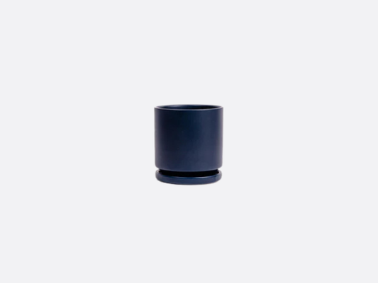 4.5" Gemstone Cylinder Pot + Saucer - Indigo
