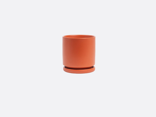 4.5" Gemstone Cylinder Pot + Saucer - Rust