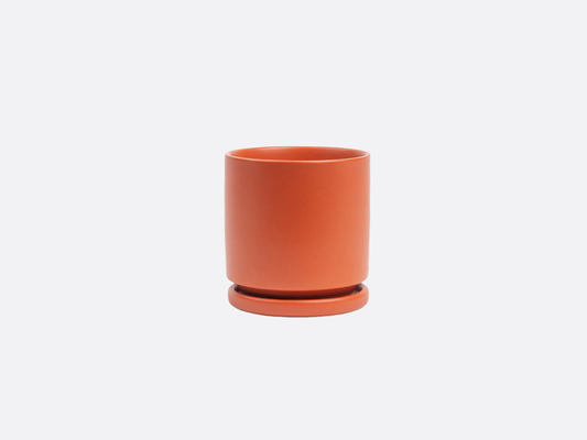 6.5" Gemstone Cylinder Pot with Water Saucer - Rust