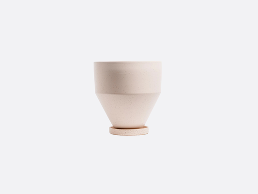 6.5" Joet Pot with Water Saucer - White Sesame