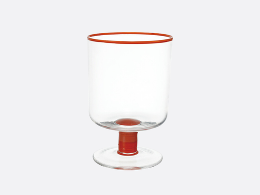 Drinking Glass with Colored Rim & Striped Stem