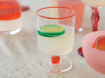 Drinking Glass with Colored Rim & Striped Stem