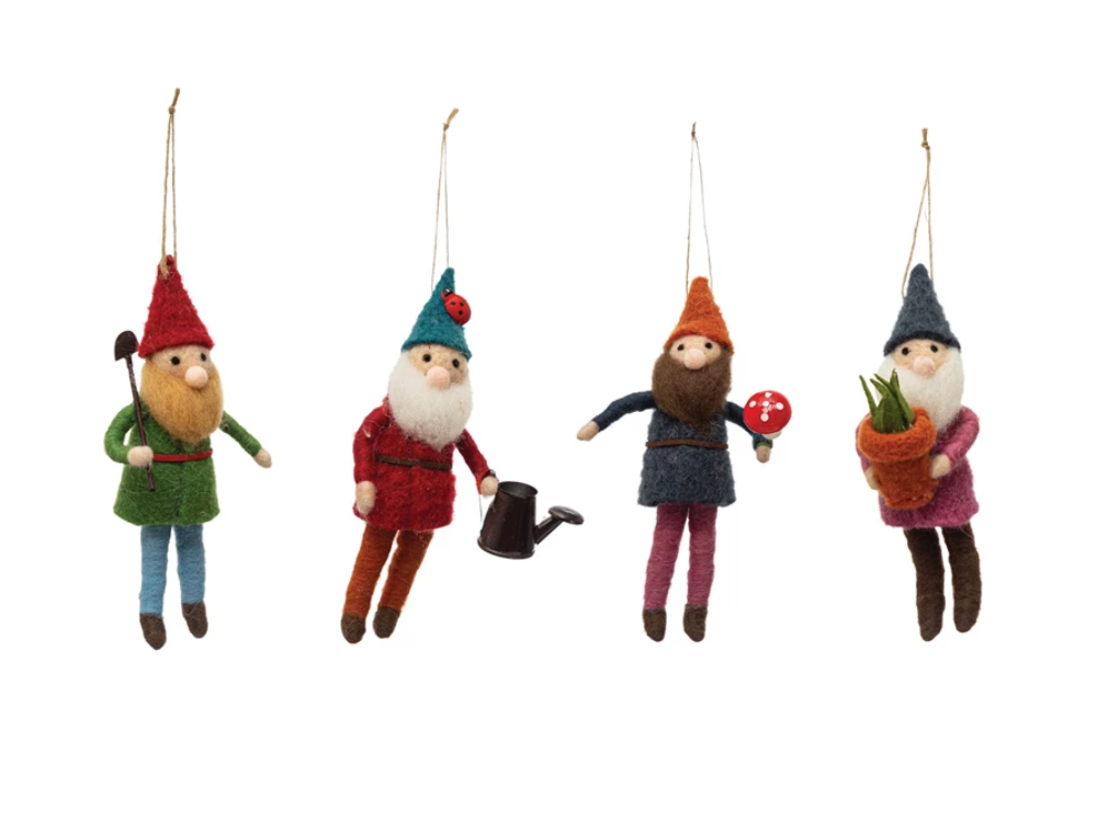 Wool Felt Gardening Gnome Ornaments