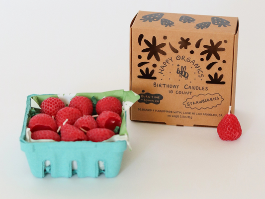 Beeswax Strawberry Birthday Candles