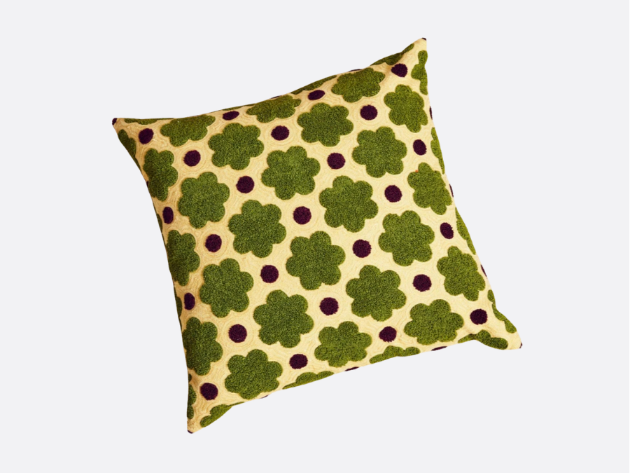 Big Raspberry Embroidered & Tufted Pillow
