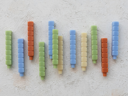 Stacked Blocks Taper Candles - Set of 2