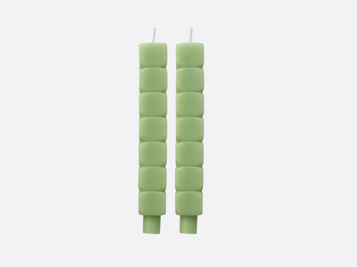 Stacked Blocks Taper Candles - Set of 2