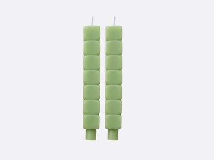 Stacked Blocks Taper Candles - Set of 2