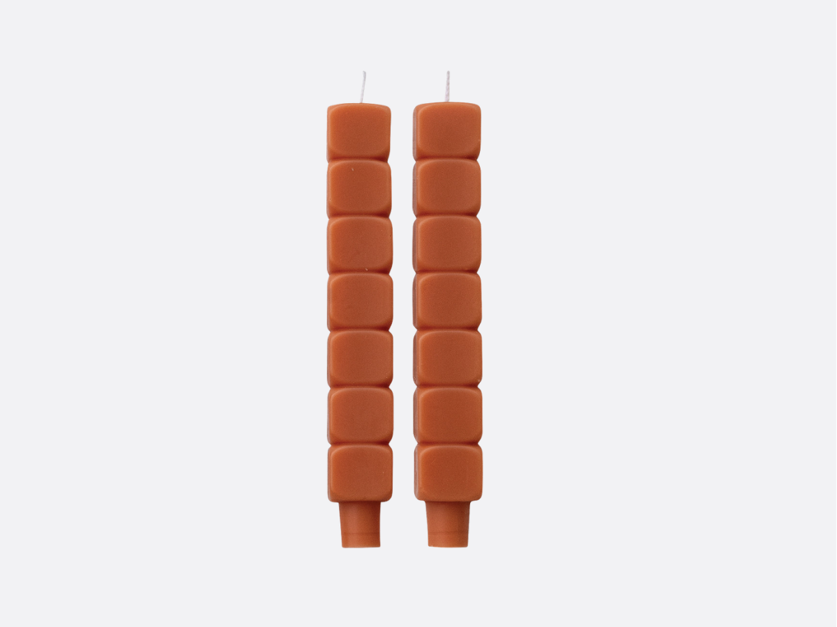 Stacked Blocks Taper Candles - Set of 2