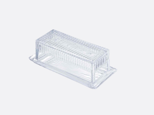 Embossed Glass Butter Dish