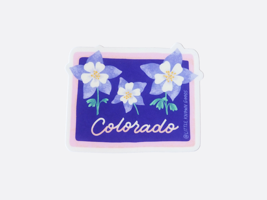 Colorado Blue Columbine Map - Sticker