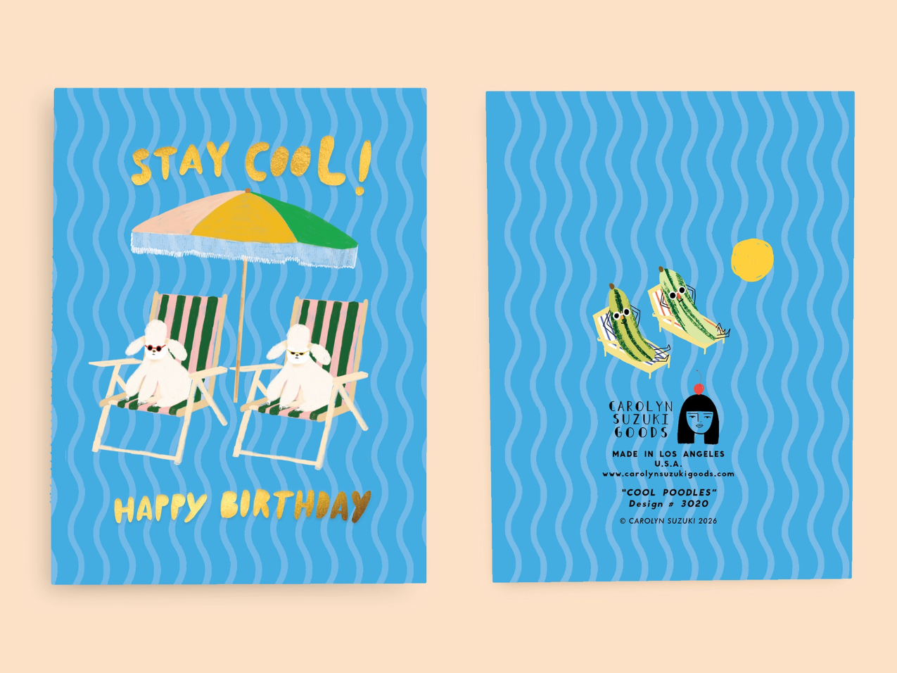 Cool Poodles - Birthday Card