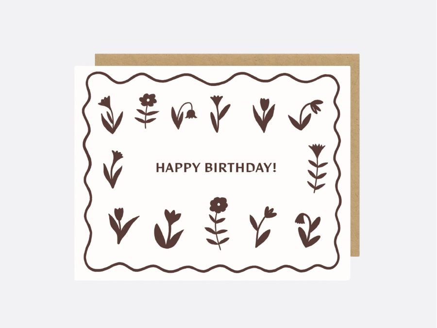 Folk Flowers Birthday - Birthday Card
