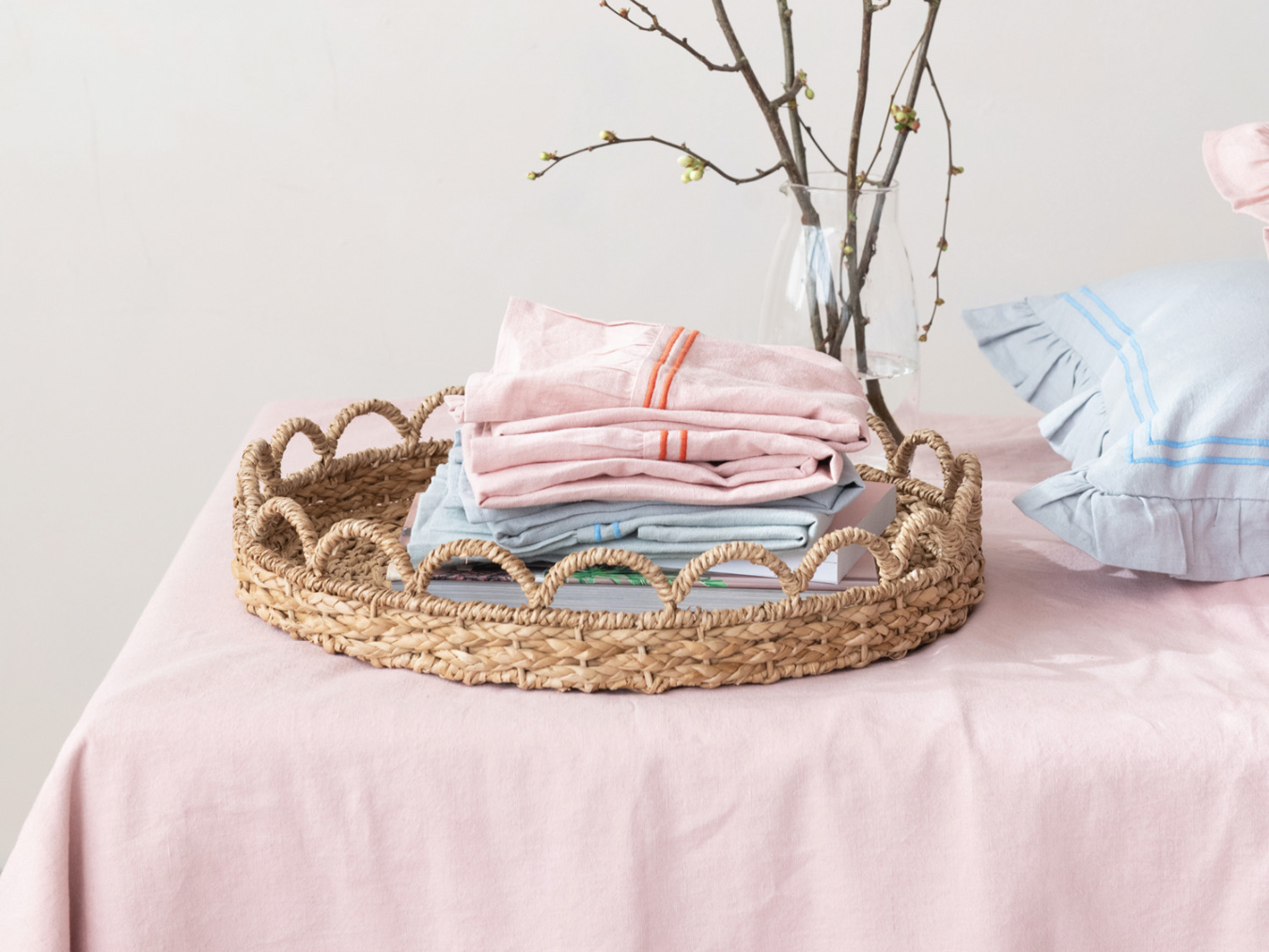 Cotton Linen Tea Towel - Pink
