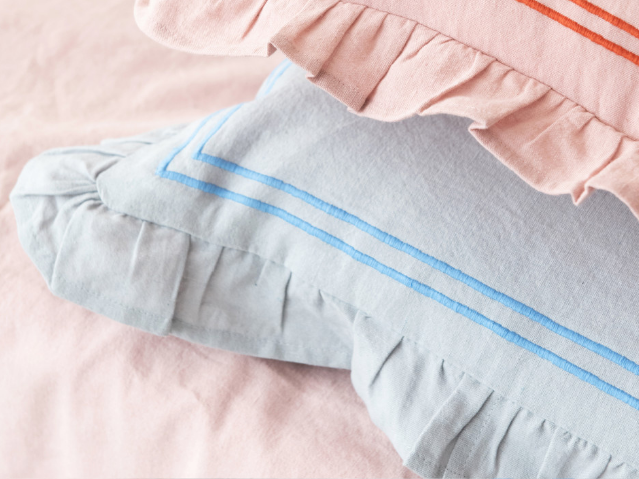 Embroidered Ruffle Pillow