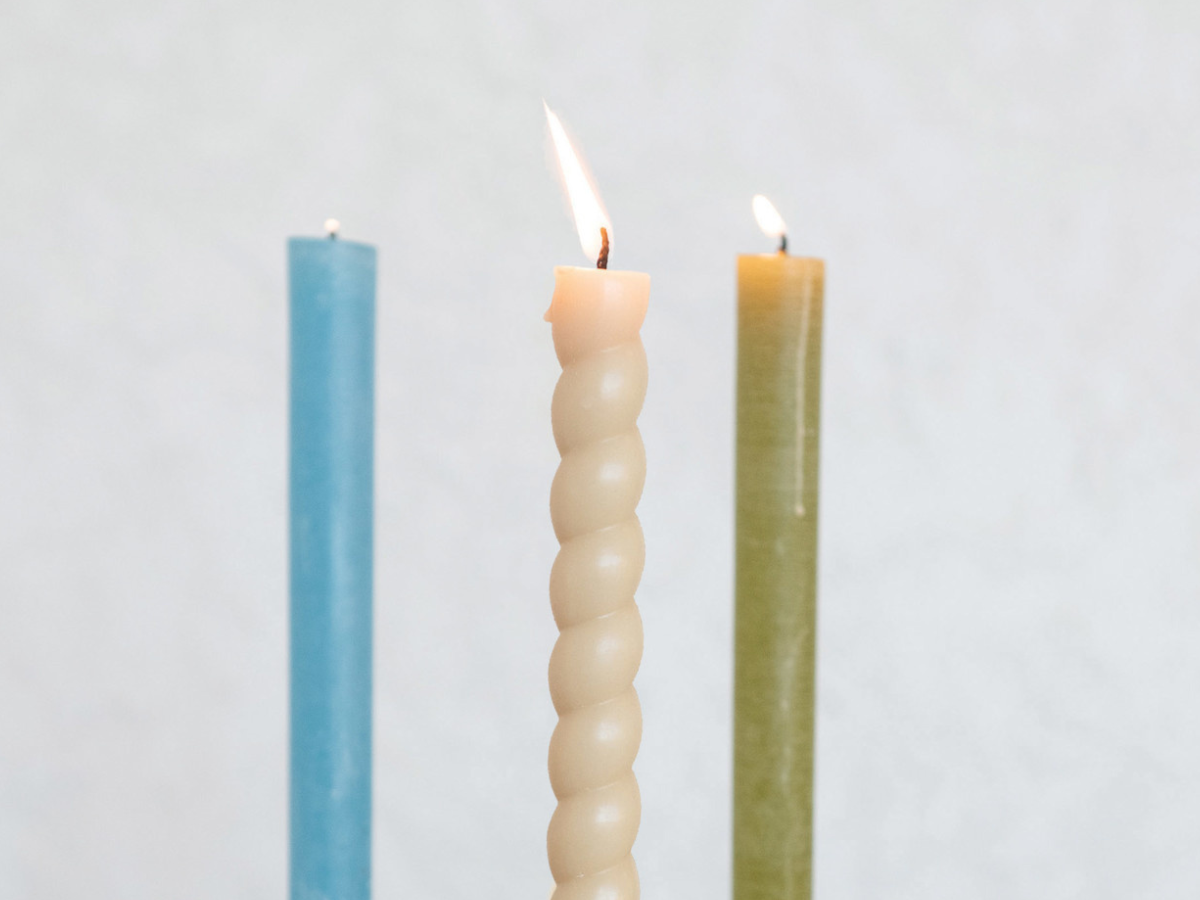Twisted Taper Candles - Cream - Set of 2