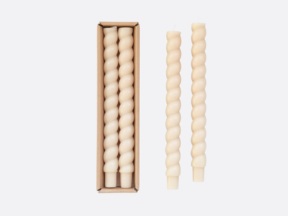 Twisted Taper Candles - Cream - Set of 2
