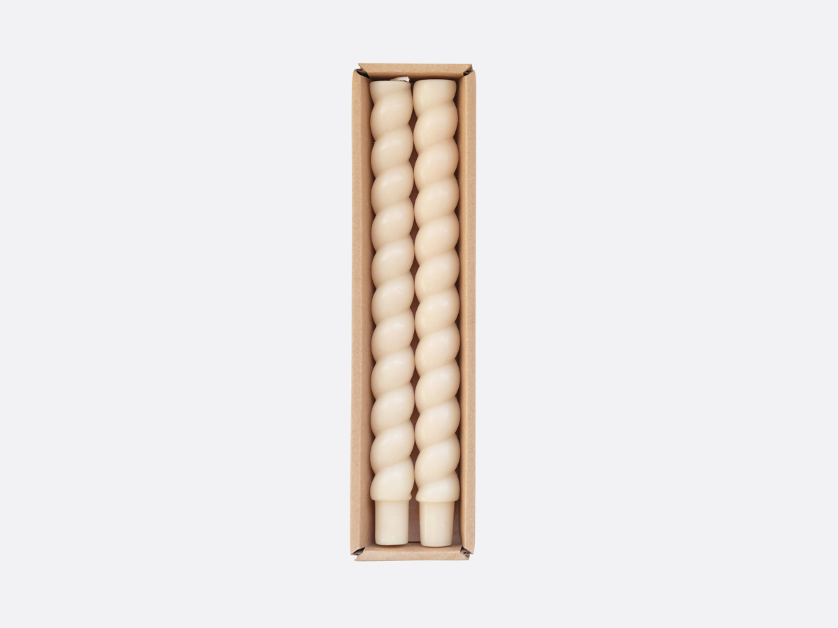 Twisted Taper Candles - Cream - Set of 2