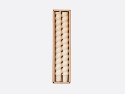 Twisted Taper Candles - Cream - Set of 2
