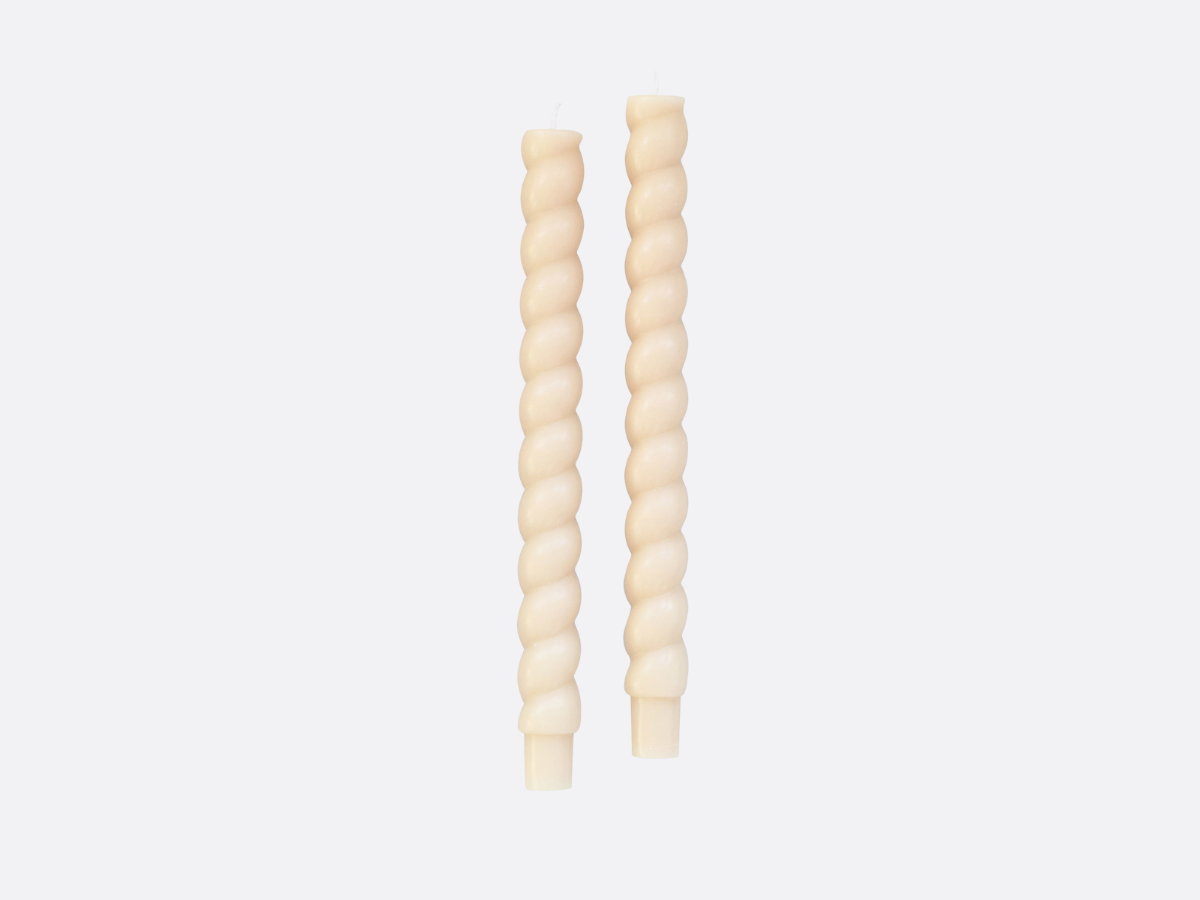 Twisted Taper Candles - Cream - Set of 2