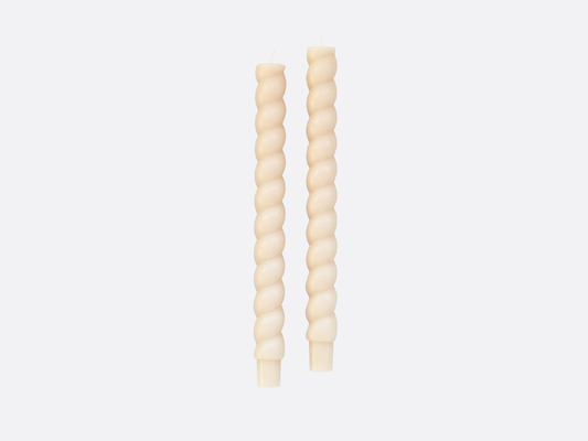 Twisted Taper Candles - Cream - Set of 2