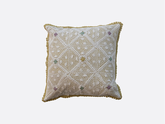 Recycled Cotton Crocheted Pillow