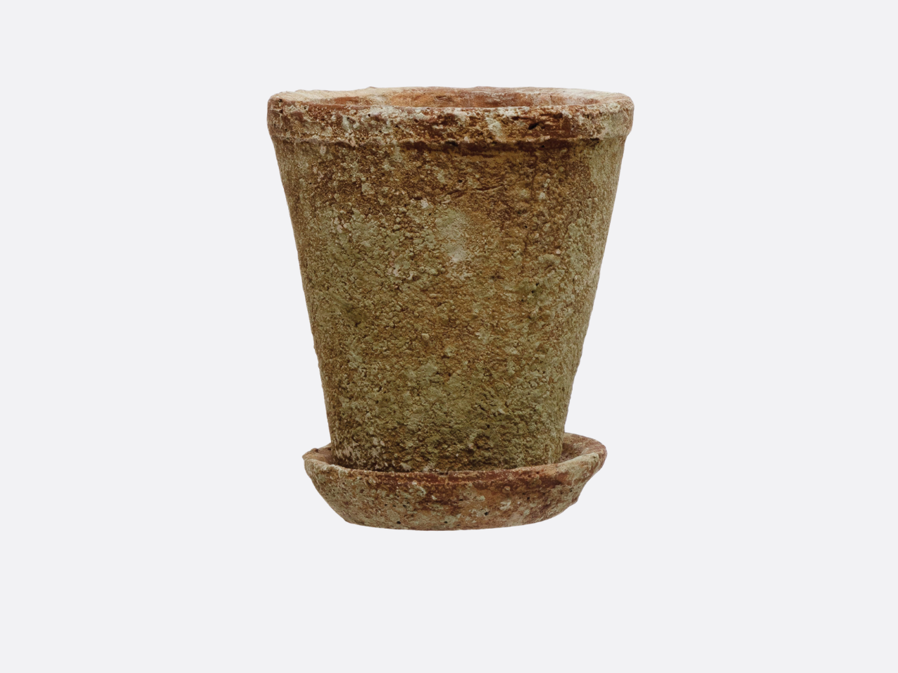Distressed Cement Planter with Saucer