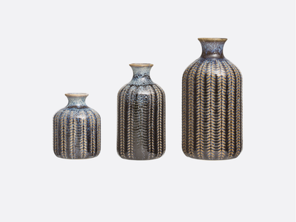 Embossed Stoneware Vases